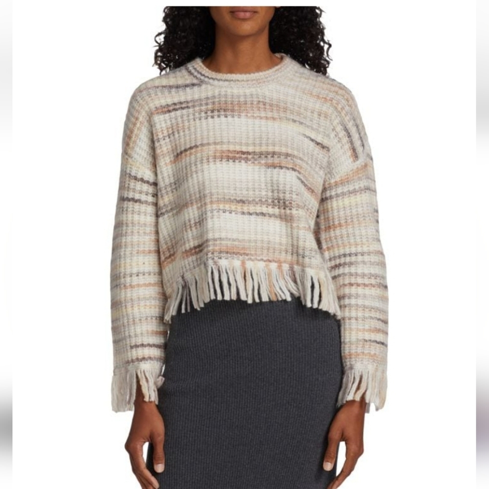Design History Striped Fringe Western Pullover Sweater